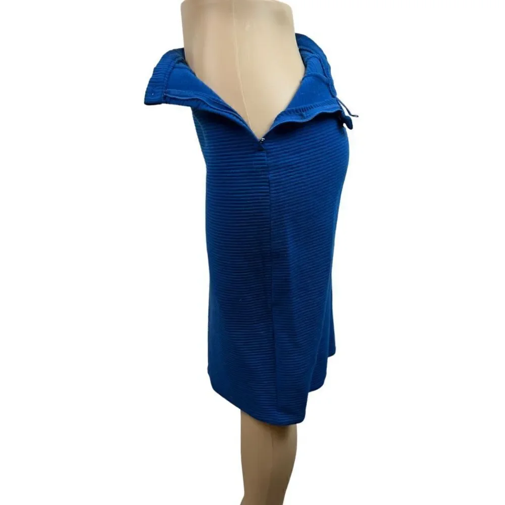Vintage 80s Royal Blue Ribbed Pencil Wiggle Skirt Side Zipped